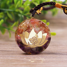 Load image into Gallery viewer, Orgonite Amethystine Lotus Energy Pendant