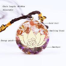 Load image into Gallery viewer, Orgonite Amethystine Lotus Energy Pendant