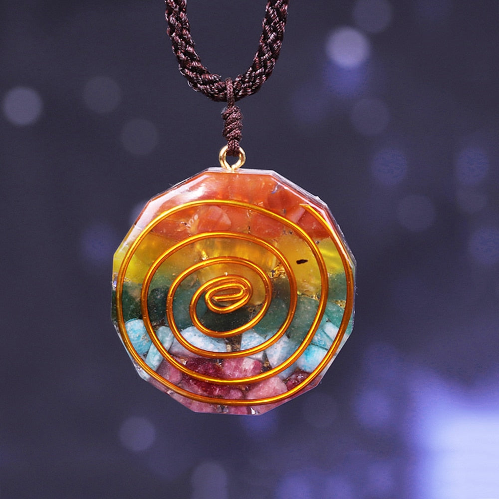 Orgonite 7 Chakra Rainbow Crystal Pendant for Strengthen Immune System