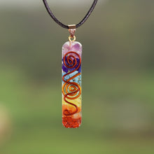 Load image into Gallery viewer, Orgonite 7 Chakra Rainbow Energy Pendant
