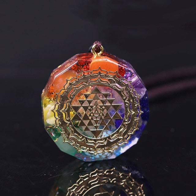 Orgonite Sri Yantra Chakra Energy Pendant