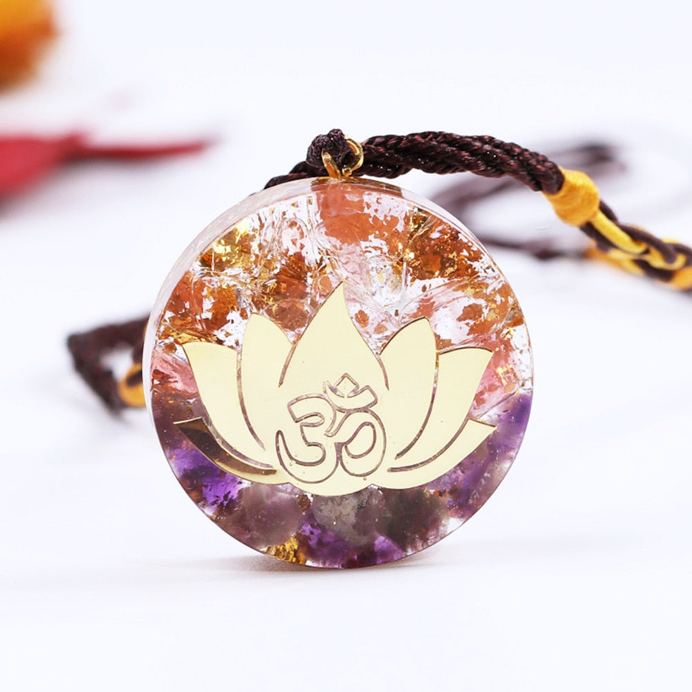 Orgonite Amethystine Lotus Energy Pendant